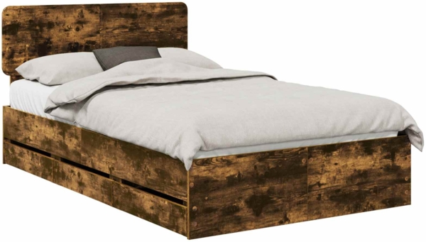 vidaXL Bettrahmen Geräucherte Eiche 120 x 190 cm Ingenieurs Holz 3412203