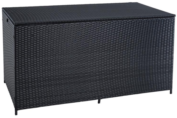 Auflagenbox Poly Rattan 870 Liter XXL Kissenbox Box Aufbewahrungsbox Schwarz