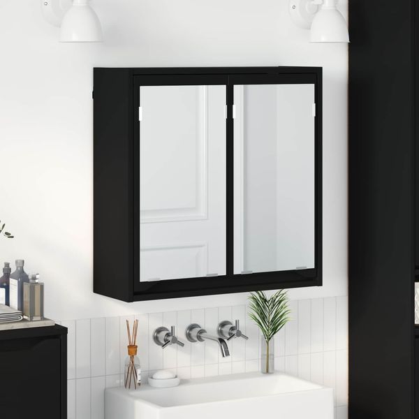 vidaXL Badezimmerspiegelschrank Schwarz 60 x 20 x 60 cm Holzwerkstoff 888778