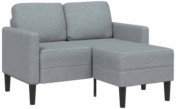 2-Sitzer Sofa, Couch Wohnzimmer mit Chaiselongue L-Form Hellgrau 125 cm Stoff
