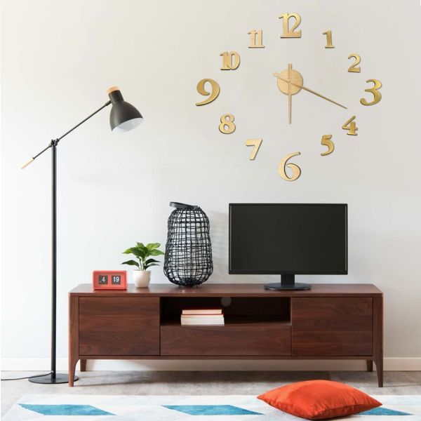 vidaXL 3D-Wanduhr Modernes Design Golden 100 cm XXL 325151