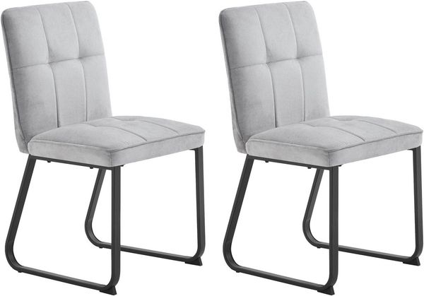 byLIVING Esszimmerstuhl 2er Set Talea / Webstoff in hellgrau / Gestell Metall in schwarz pulverbeschichtet / Esszimmerstuhl / Wohnzimmerstuhl / bis 120 kg / B 46, H 86, T 55 cm