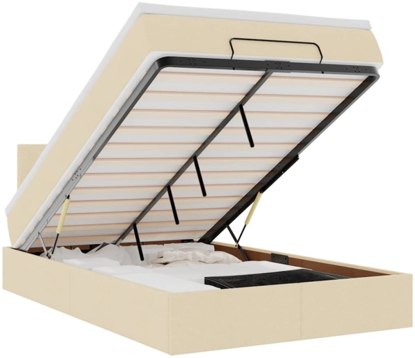 vidaXL Ottomane Bett mit Matratze & LEDs Creme 120x190 cm Stoff 3312213