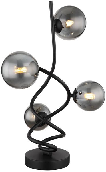 LED Tischleuchte, Metall, Glas Rauchfarbe, DH 52 cm