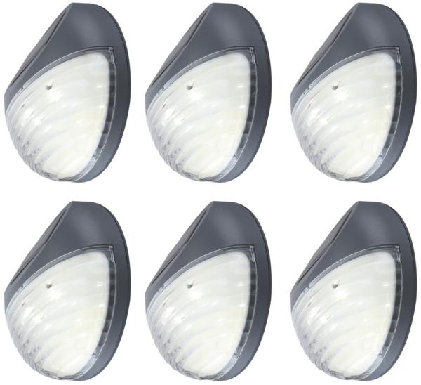 6er Set LED Zaun Solarleuchten, Durchmesser 11 cm