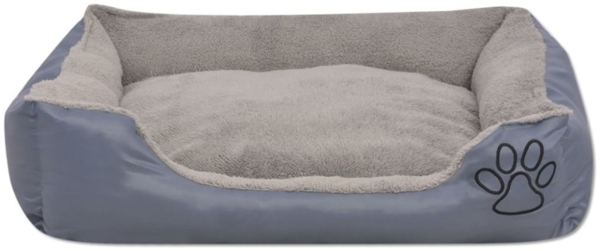 vidaXL Hundebett, mit gepolstertem Kissen, Polyester, Grau, L, 19 x 75 x 58 cm Bild 5