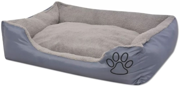 vidaXL Hundebett, mit gepolstertem Kissen, Polyester, Grau, L, 19 x 75 x 58 cm Bild 3