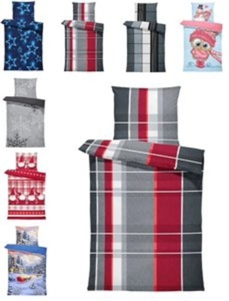 One Home Bettwäsche Winter Thermofleece, Fleece, 3 teilig, Kariert gestreift, kuschelig flauschig warm weich Modern Bild 6