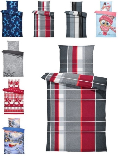 One Home Bettwäsche Winter Thermofleece, Fleece, 3 teilig, Kariert gestreift, kuschelig flauschig warm weich Modern Bild 4
