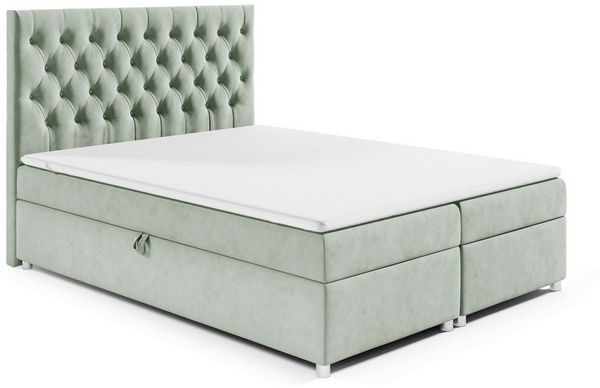 Best for Home Boxspringbett mit Bettkasten Doppelbett K14 Bonellmatratze, Komfort Topper H3 (140x200 160x200 180x200 200x200 cm, Bonell-Matratze, gepolstertes Kopfteil, Polsterbett versch. Größen), mit oder ohne Topper, Flexible Liefermöglichkeiten, Ha...