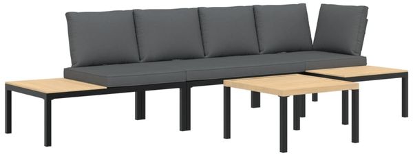 vidaXL 4-tlg. Garten-Sofagarnitur mit Kissen Schwarz Aluminium 3283706 Bild 2