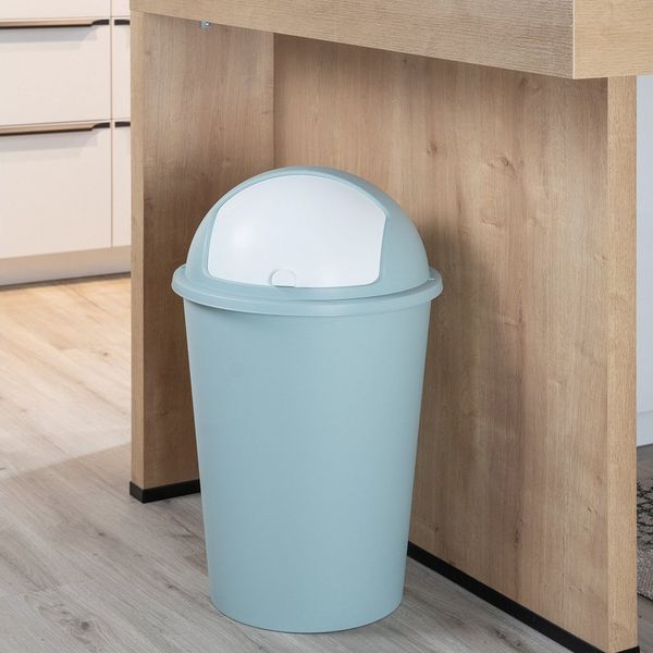 Home4You Mülleimer Abfalleimer, 50 Liter, Pastellgrün, Kunststoff, mit Schiebedeckel