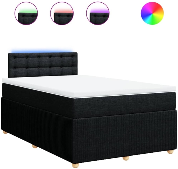 vidaXL Boxspringbett mit Matratze Schwarz 120x190 cm Stoff 3289711