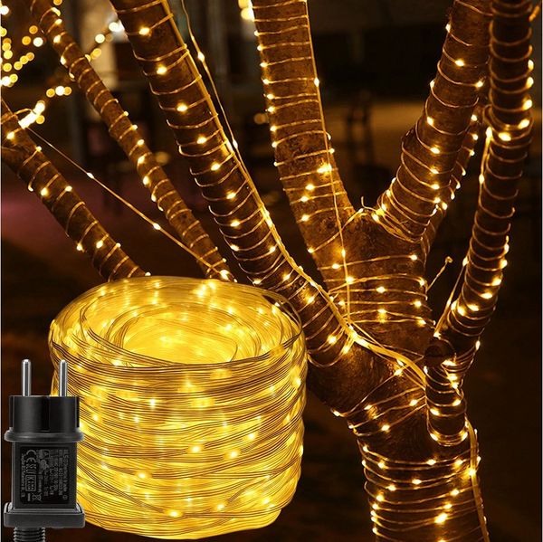 LMaxhome LED-Lichterkette 10-100M Lichterschlauch Weihnachten Party Beleuchtung Speicherfunktion, 100-800LEDs, 8 Modi, Wasserdichte Weihnachtsbeleuchtung Außen Garten