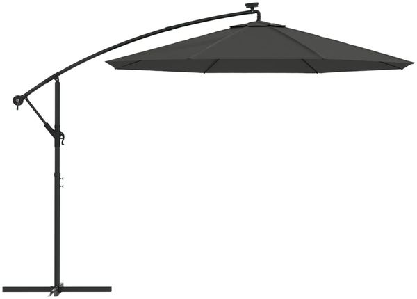 Sonnenschirm | Ampelschirm mit LED-Beleuchtung und Stahl-Mast 300 cm Anthrazit Bild 4