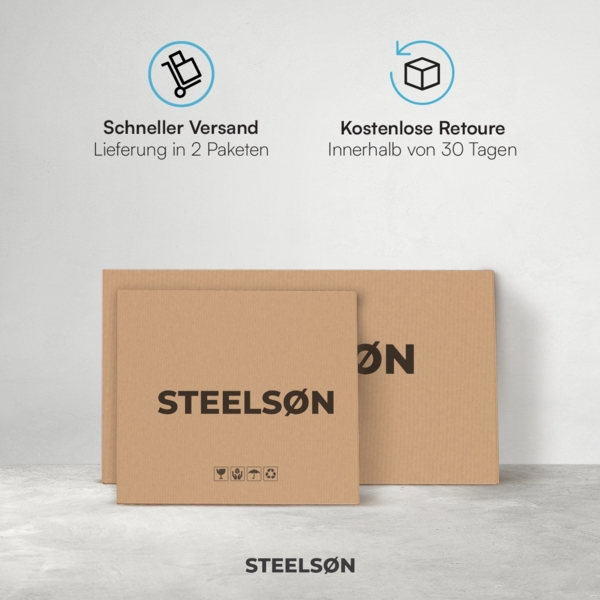 STEELSØN 'Noctura' Polyrattan 6-tlg. Gartenlounge, Sitzgruppe aus Sofa, Tisch, 2x Sessel, 2x Sitzhocker, grau-meliert/anthrazit, wetterfest, für 6 Personen Bild 8