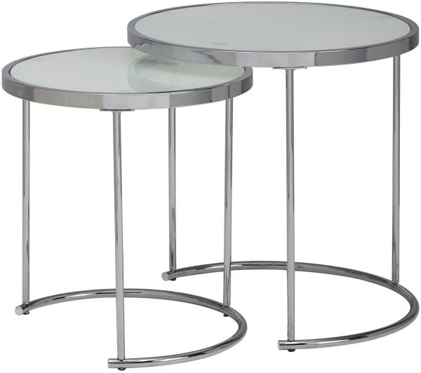 Kadima Design 2tlg Runder Glas Couchtisch Set, modernes Design mit Stauraum, platzsparend. 50x50x50 cm