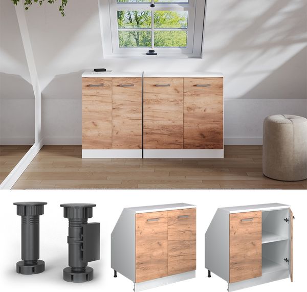 Dachschrägenschrank Rion Goldkraft Eiche 80 x 81.6 cm mit 2 Türen, Schrankkorpus 60 cm Tiefe Vicco Bild 5