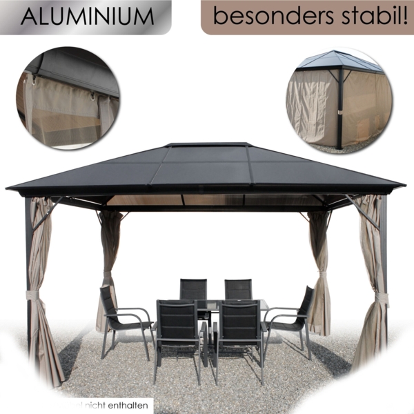 XXL Garten Pavillon Alu Doppeldach 3x4m Gartenpavillon +. Seitenteile