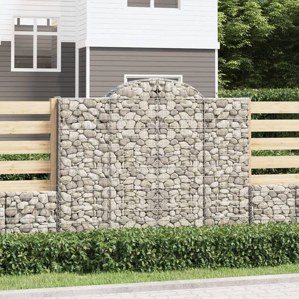 vidaXL Gabione mit Hochbogen 200x50x160/180 cm Verzinktes Eisen 153498