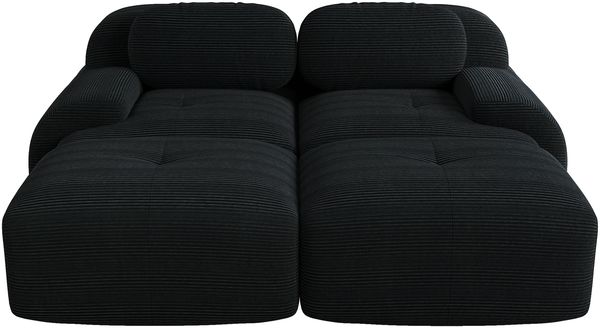 2-Sitzer-Sofa aus Cordstoff,modular kombinierbar mit Chaiselongue rutschfest ergonomische Armlehnen und hochelastische Polsterung für Wohnzimmer und Schlafzimmer,Cordstoff,Black, Bild 4