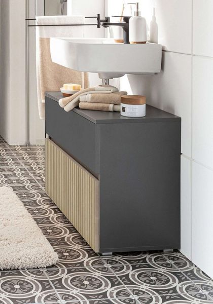 Home affaire Waschbeckenunterschrank Wisla Siphonausschnitt, Push-to-open-Funktion, Breite 80 cm, Höhe 55 cm
