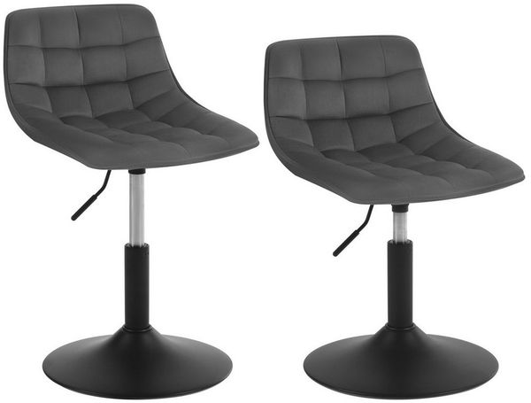 WOLTU 2er Set Verstellbarer Sitzhocker Stuhl Arbeitshocker Bürohocker Esszimmerstuhl Schminkhocker Homeoffice Kommerzieller Shop Mehrzweck 360° Schwenken Samt Dunkelgrau Sitz 38-49. 5cm Hoch