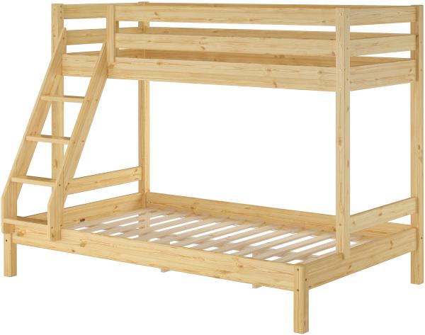 Doppel-Etagenbett 120x200 und 80x200 Erwachsenen-Stockbett Kiefer Massivholz natur V-60.18-08-12Rollrost inkl.