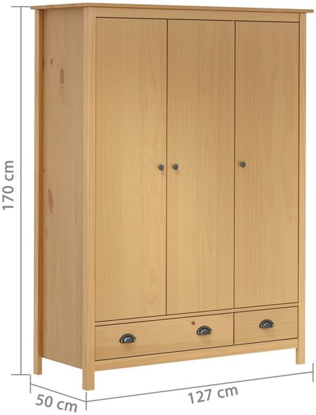 vidaXL Kleiderschrank mit 3 Türen Hill 127x50x170cm Massivholz Kiefer 288951 Bild 8