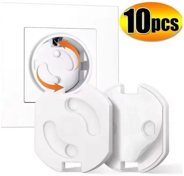 Montegoni Kindersicherung Baby Steckdosen Kindersicherung 10 Stk Schutzkappen Weiß, Drehmechanismus, robust, kindersicher, leicht zu montieren