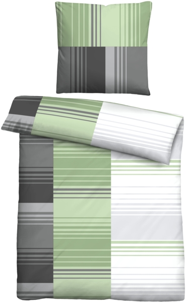 Traumhaft schlafen - Castell - Markenbettwäsche Baumwoll Renforce Bettwäsche 0040561 STREIFENMIX, fichte, 1x 155x220 cm + 1x 80x80 cm
