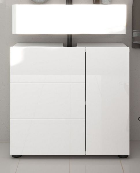 Inn. Furn Waschbeckenunterschrank Larik (Badschrank in weiß Hochglanz, Breite 60 cm) 2-türig