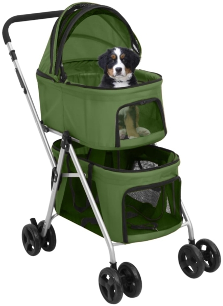 vidaXL Hundewagen für 2 Hunde Faltbar Grün 83x48x97 cm Oxford-Gewebe 172207 Bild 1