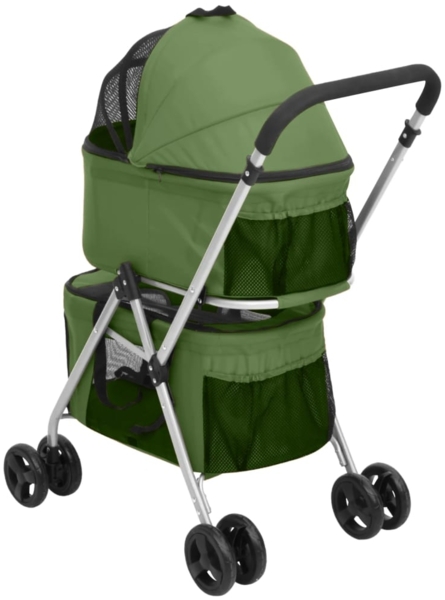 vidaXL Hundewagen für 2 Hunde Faltbar Grün 83x48x97 cm Oxford-Gewebe 172207 Bild 4