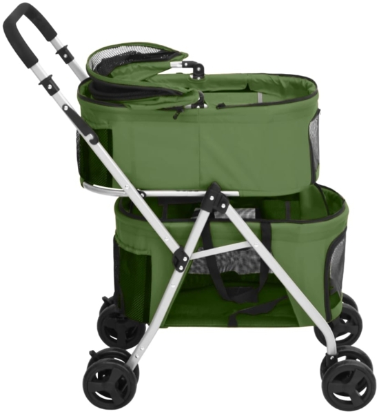 vidaXL Hundewagen für 2 Hunde Faltbar Grün 83x48x97 cm Oxford-Gewebe 172207 Bild 3