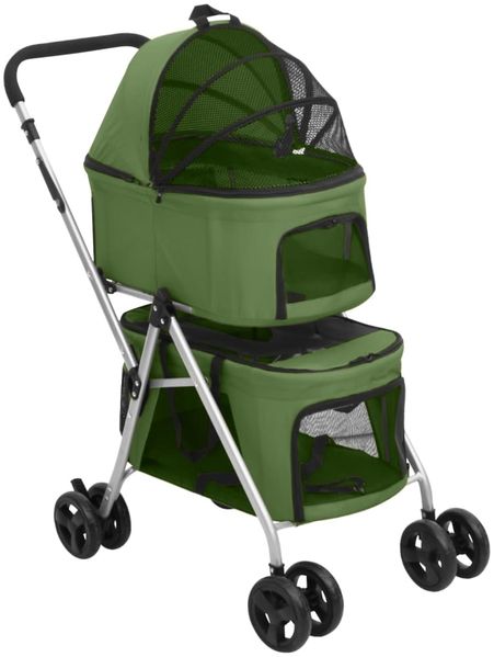 vidaXL Hundewagen für 2 Hunde Faltbar Grün 83x48x97 cm Oxford-Gewebe 172207