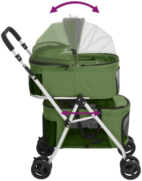 vidaXL Hundewagen für 2 Hunde Faltbar Grün 83x48x97 cm Oxford-Gewebe 172207 Bild 5