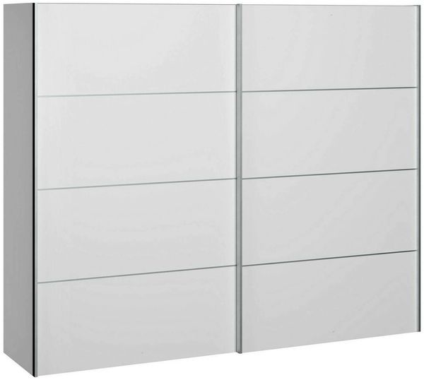 Dmora Kleiderschrank 2 Türen Acerno, Schlafzimmermöbel, Schrank, Garderobe, 243x64 h202 cm, Weiß