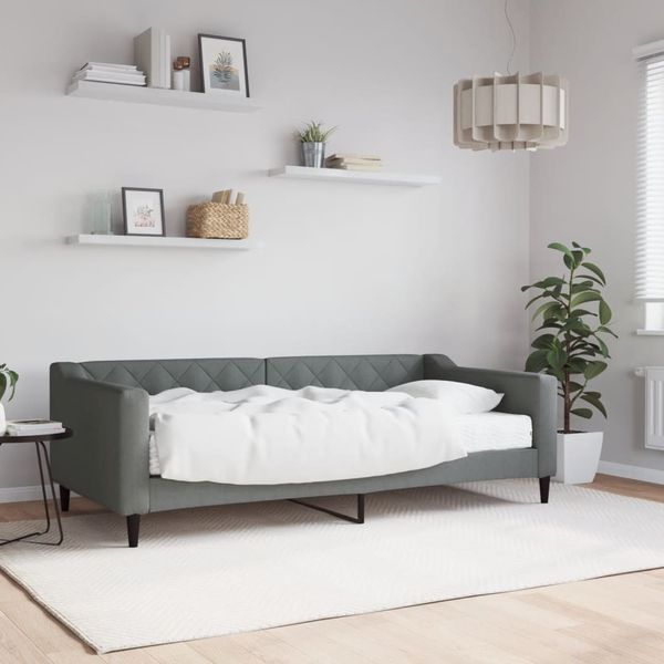 vidaXL Tagesbett mit Matratze Dunkelgrau 90x190 cm Stoff 3197419