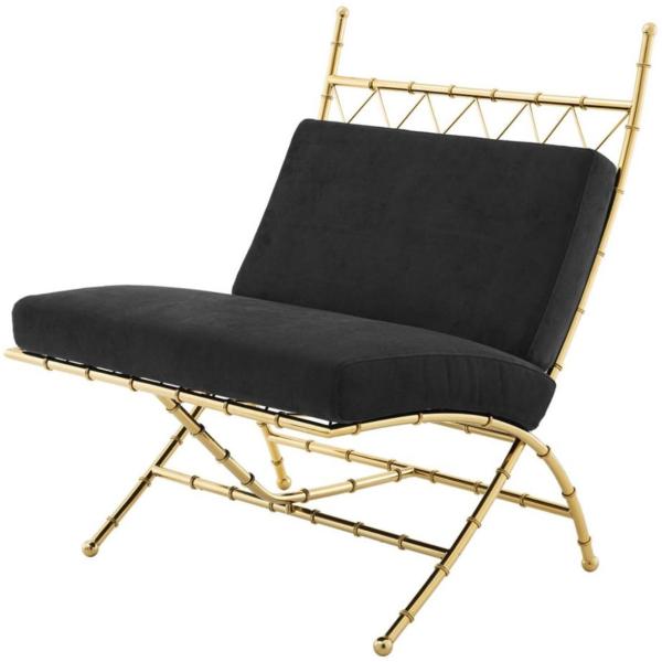 Casa Padrino Luxus Klappstuhl Gold / Schwarz 75 x 81,5 x H. 92 cm - Luxus Möbel