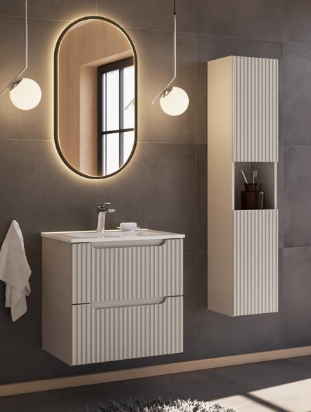 Badmöbel Set 3-teilig mit 60cm Waschtisch, kaschmir, NEWPORT-56-CASHMERE