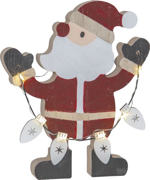 Weihnachtsleuchte Billy Holz Weihnachtsmann 7 LEDs H 17cm