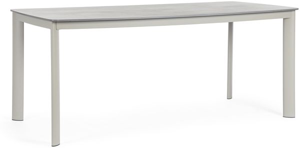 Gartenesstisch Arocal aus Aluminium und Stein, modern, beige Saturn, 180x90 cm, für 4–6 Personen