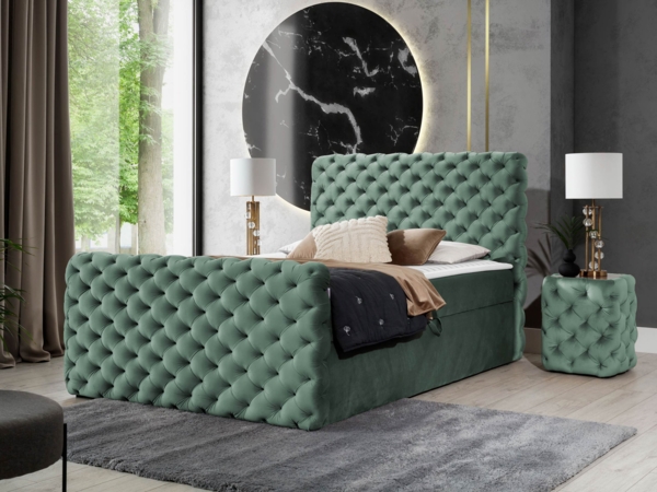 Boxspringbett Serrula Lux, Petrol, 120x200 cm Bild 2