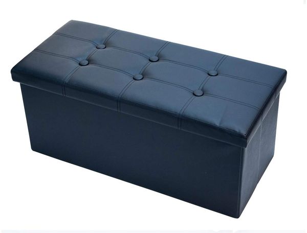 BIANCHERIAWEB Double, gepolsterter Sitzsack, Schwarz, zusammenklappbar, aus Kunstleder, 76 x 34 x 34 cm