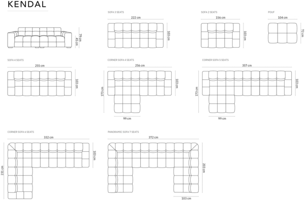 Micadoni Hocker Kendal 1-Sitzer Strukturierter Stoff Dunkelbeige Bild 4