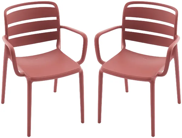 Vente-unique - MOAH Garden dining set Plastik Rot - B 56,5 cm x H 81 cm x L 60 cm