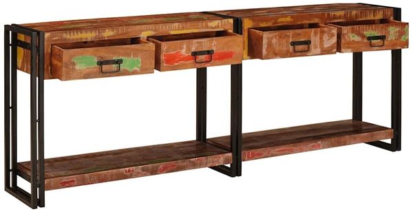 vidaXL Konsolen-Tische 2 pcs Mehrfarbig Massives upgecyceltes Holz 3324228 Bild 4