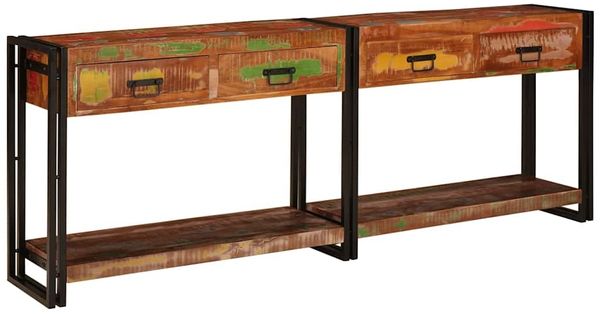 vidaXL Konsolen-Tische 2 pcs Mehrfarbig Massives upgecyceltes Holz 3324228 Bild 2