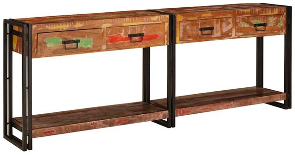 vidaXL Konsolen-Tische 2 pcs Mehrfarbig Massives upgecyceltes Holz 3324228 Bild 3